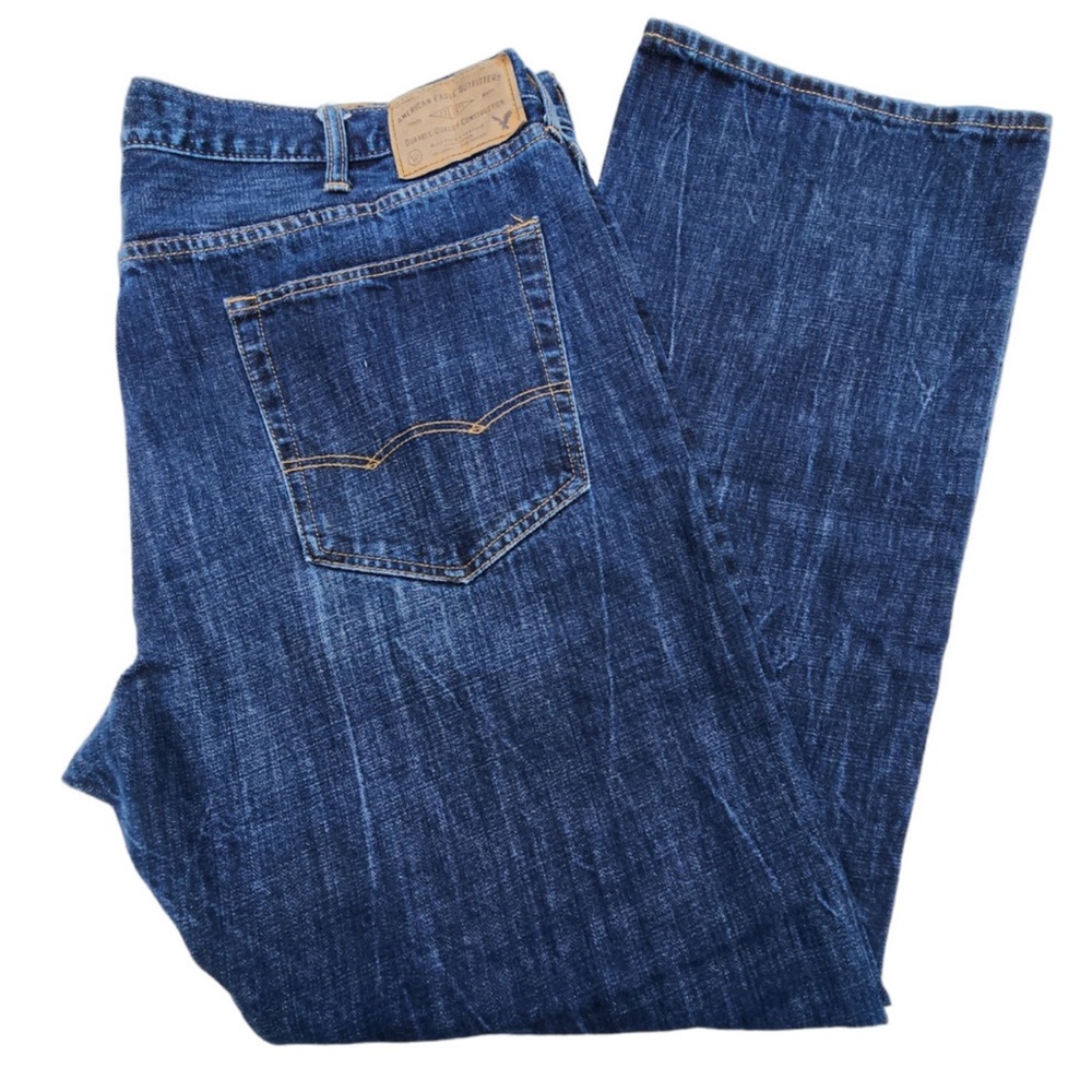American Eagle Jeans Mens 38x32 Original Boot Blue Medium Wash Whiskers 2015